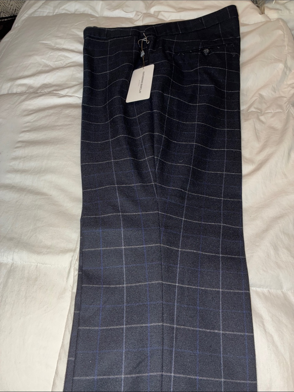 Katherine Barclay Navy Windowpane Straight-Leg Pants